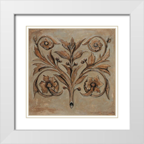 Decorative Scroll I White Modern Wood Framed Art Print with Double Matting by Segovia, Pablo