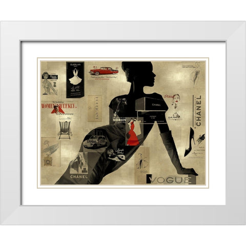 High Fashion on Gold I White Modern Wood Framed Art Print with Double Matting by Pearson, Amanda