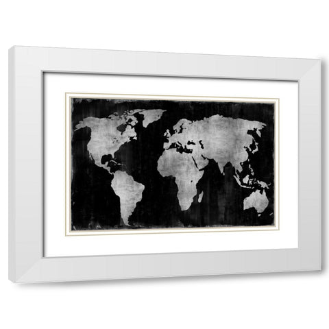 The World - Silver on Black White Modern Wood Framed Art Print with Double Matting by Brennan, Russell