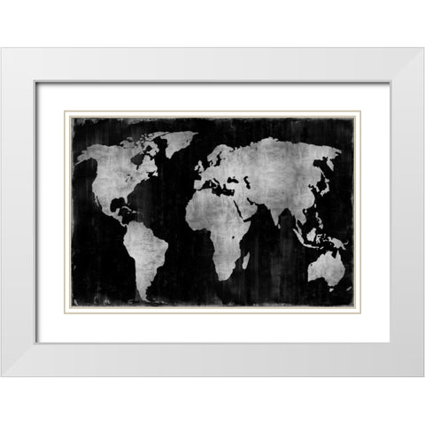 The World - Silver on Black White Modern Wood Framed Art Print with Double Matting by Brennan, Russell