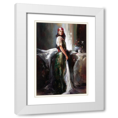 Girl By The Window White Modern Wood Framed Art Print with Double Matting by Di Scenza, Ron