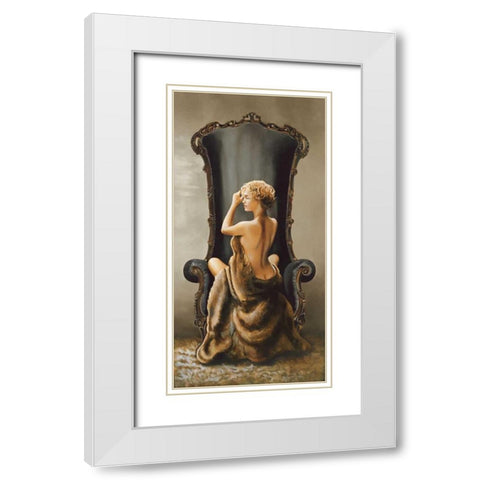 Seated Beauty White Modern Wood Framed Art Print with Double Matting by Di Scenza, Ron
