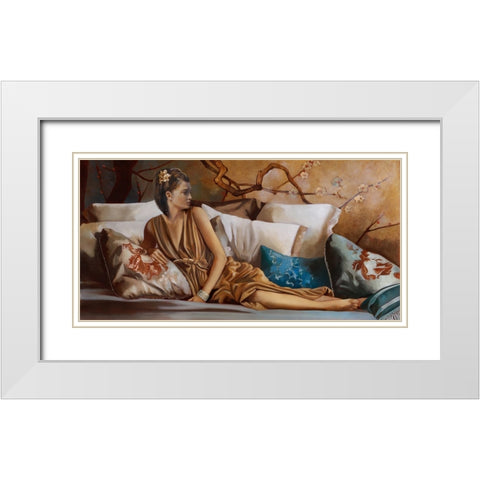 Posh Afternoon Tea White Modern Wood Framed Art Print with Double Matting by Di Scenza, Ron
