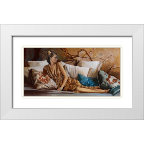 Posh Afternoon Tea White Modern Wood Framed Art Print with Double Matting by Di Scenza, Ron