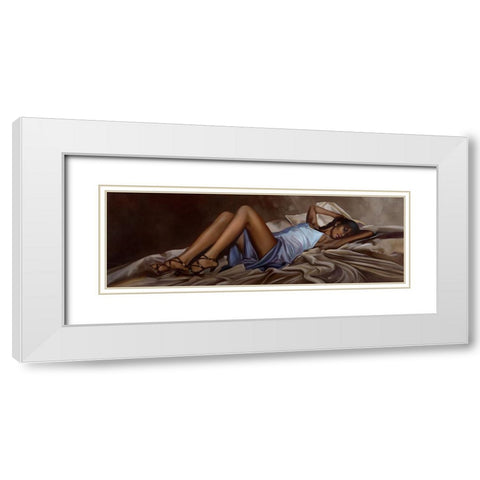 Satin Gown White Modern Wood Framed Art Print with Double Matting by Di Scenza, Ron