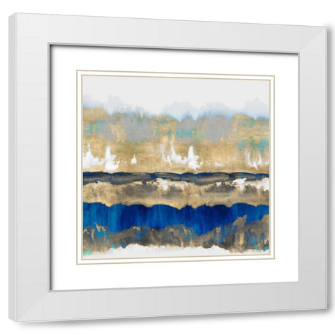 Gradations in Blue and Gold White Modern Wood Framed Art Print with Double Matting by Springer, Rachel