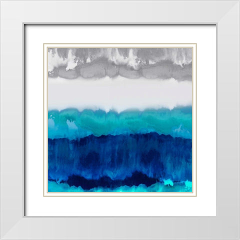 Blue Spectrum White Modern Wood Framed Art Print with Double Matting by Springer, Rachel