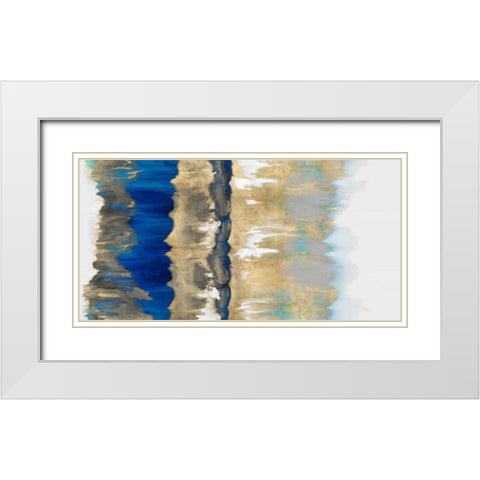 Resonate in Gold and Blue White Modern Wood Framed Art Print with Double Matting by Springer, Rachel