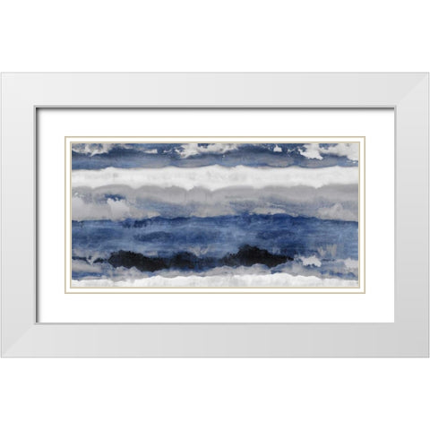 Indigo Strata White Modern Wood Framed Art Print with Double Matting by Springer, Rachel