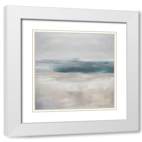 Pause in Aqua White Modern Wood Framed Art Print with Double Matting by Springer, Rachel