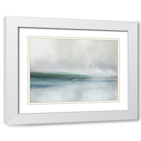 Stillness in Aqua I White Modern Wood Framed Art Print with Double Matting by Springer, Rachel