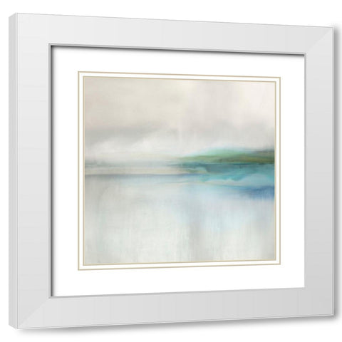 Stillness in Aqua II White Modern Wood Framed Art Print with Double Matting by Springer, Rachel