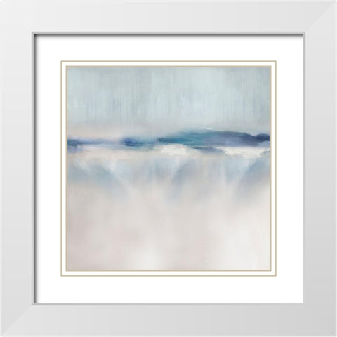 Suspend in Aqua II White Modern Wood Framed Art Print with Double Matting by Springer, Rachel