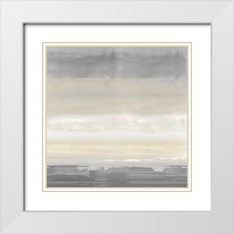 Cream Horizon White Modern Wood Framed Art Print with Double Matting by Springer, Rachel