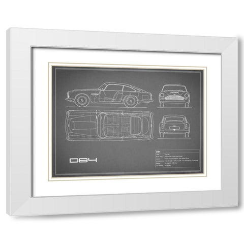 Aston DB4 -Grey White Modern Wood Framed Art Print with Double Matting by Rogan, Mark