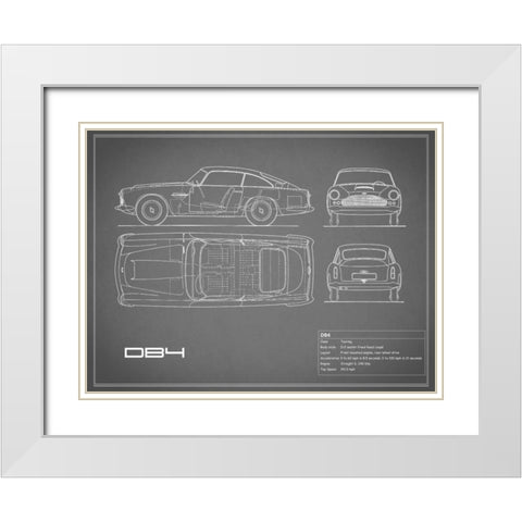 Aston DB4 -Grey White Modern Wood Framed Art Print with Double Matting by Rogan, Mark