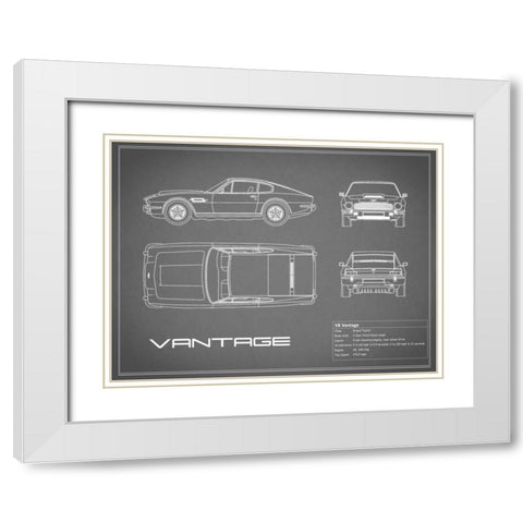 Aston V8 Vantage-Grey White Modern Wood Framed Art Print with Double Matting by Rogan, Mark