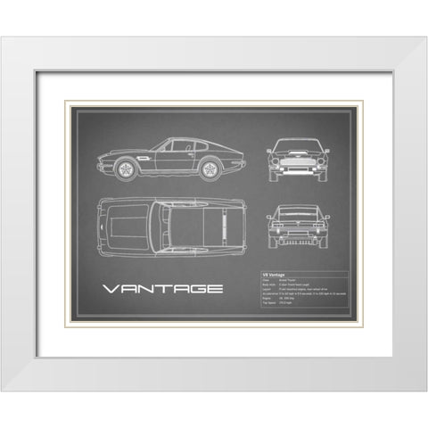 Aston V8 Vantage-Grey White Modern Wood Framed Art Print with Double Matting by Rogan, Mark