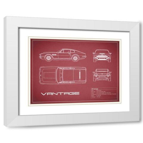 Aston V8 Vantage-Maroon White Modern Wood Framed Art Print with Double Matting by Rogan, Mark