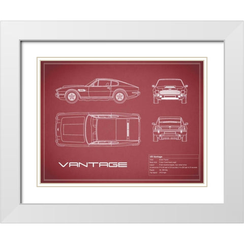 Aston V8 Vantage-Maroon White Modern Wood Framed Art Print with Double Matting by Rogan, Mark
