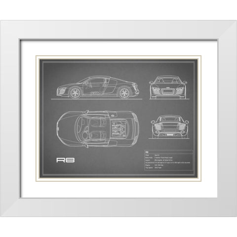 Audi R8 V10-Grey White Modern Wood Framed Art Print with Double Matting by Rogan, Mark