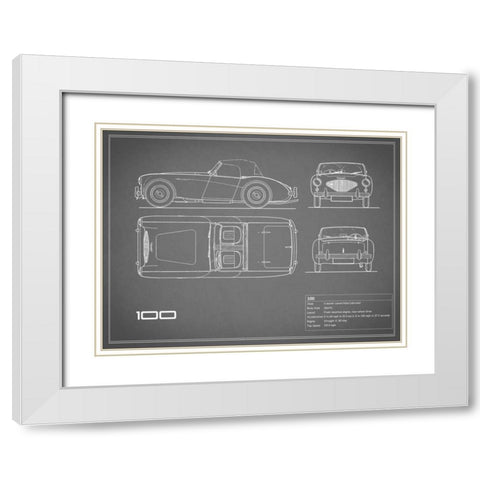 Austin-Healey 100-Grey White Modern Wood Framed Art Print with Double Matting by Rogan, Mark