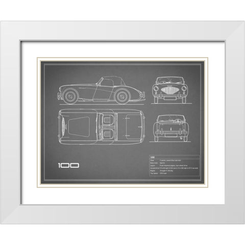Austin-Healey 100-Grey White Modern Wood Framed Art Print with Double Matting by Rogan, Mark
