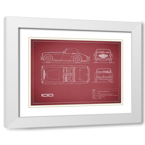 Austin-Healey 100-Maroon White Modern Wood Framed Art Print with Double Matting by Rogan, Mark