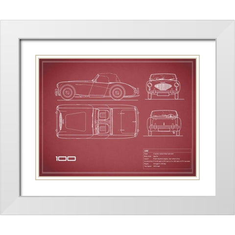 Austin-Healey 100-Maroon White Modern Wood Framed Art Print with Double Matting by Rogan, Mark