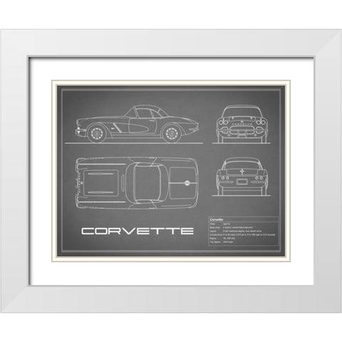 Corvette 33BHP-Grey White Modern Wood Framed Art Print with Double Matting by Rogan, Mark