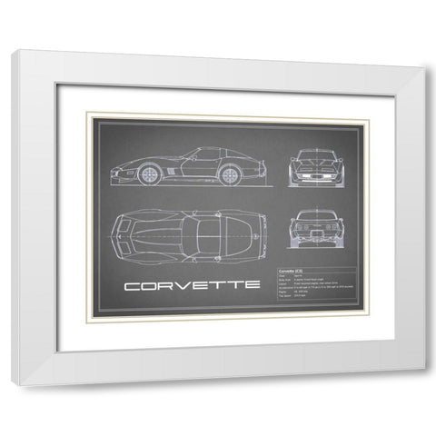 Corvette C3-Grey White Modern Wood Framed Art Print with Double Matting by Rogan, Mark