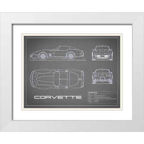Corvette C3-Grey White Modern Wood Framed Art Print with Double Matting by Rogan, Mark