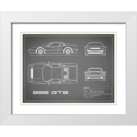 Ferrari 328-GTB-Grey White Modern Wood Framed Art Print with Double Matting by Rogan, Mark