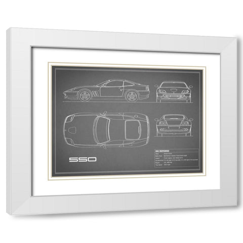 Ferrari 550-Grey White Modern Wood Framed Art Print with Double Matting by Rogan, Mark