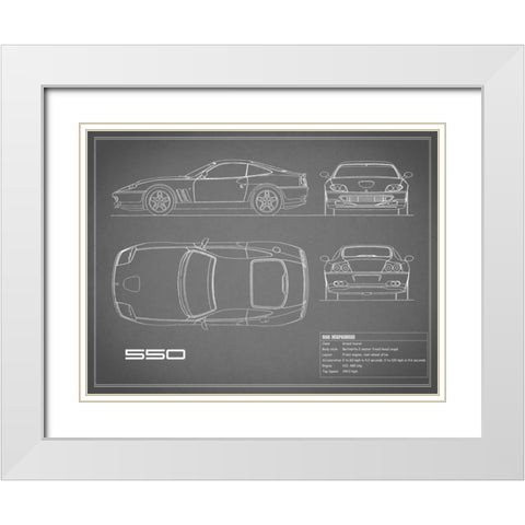 Ferrari 550-Grey White Modern Wood Framed Art Print with Double Matting by Rogan, Mark