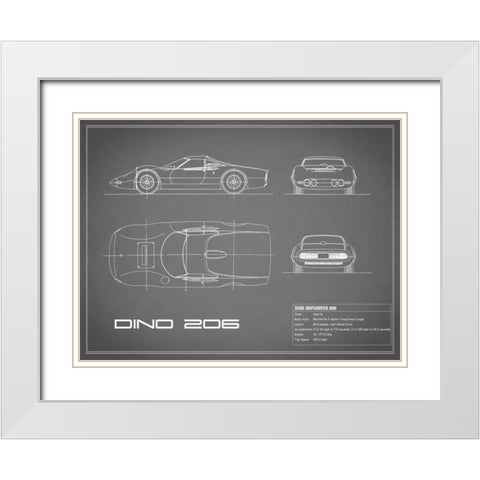 Ferrari Dino 206 1965-Grey White Modern Wood Framed Art Print with Double Matting by Rogan, Mark
