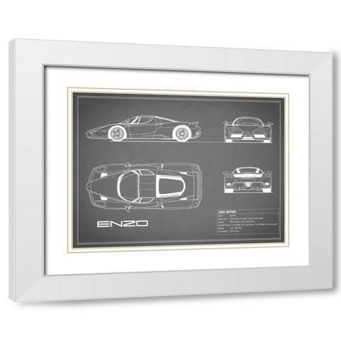 Ferrari Enzo-Grey White Modern Wood Framed Art Print with Double Matting by Rogan, Mark