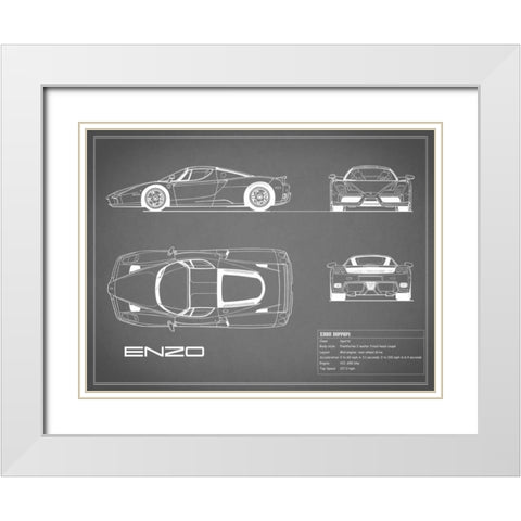 Ferrari Enzo-Grey White Modern Wood Framed Art Print with Double Matting by Rogan, Mark