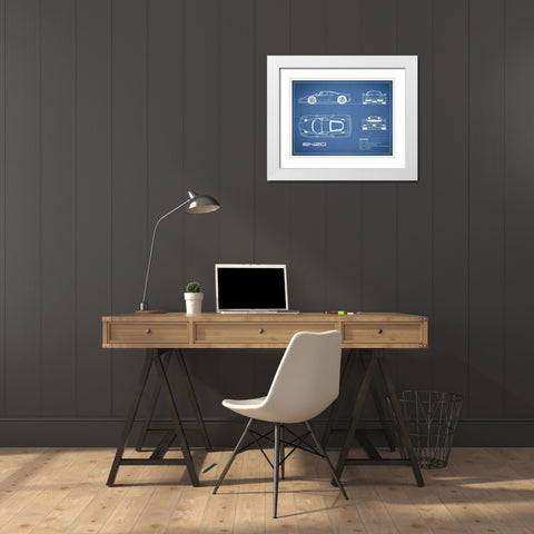 Ferrari Enzo-Blue White Modern Wood Framed Art Print with Double Matting by Rogan, Mark