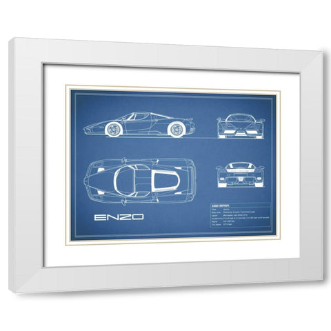 Ferrari Enzo-Blue White Modern Wood Framed Art Print with Double Matting by Rogan, Mark