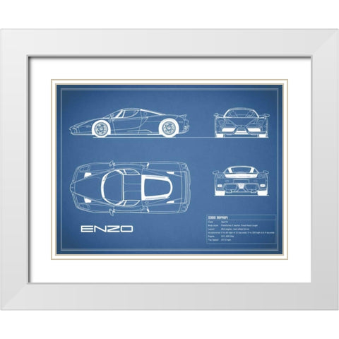 Ferrari Enzo-Blue White Modern Wood Framed Art Print with Double Matting by Rogan, Mark