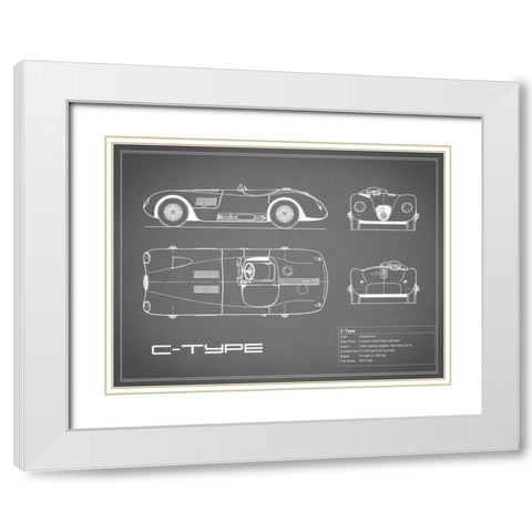 Jaguar C-Type-Grey White Modern Wood Framed Art Print with Double Matting by Rogan, Mark