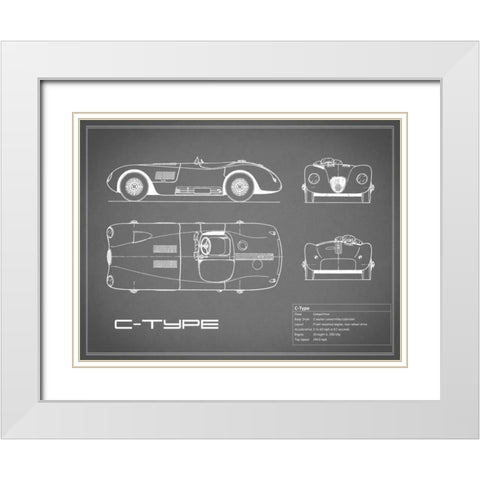 Jaguar C-Type-Grey White Modern Wood Framed Art Print with Double Matting by Rogan, Mark