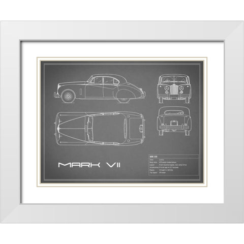 Jaguar MkVII-Grey White Modern Wood Framed Art Print with Double Matting by Rogan, Mark