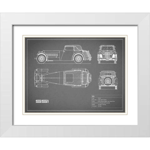 Jaguar SS1-Grey White Modern Wood Framed Art Print with Double Matting by Rogan, Mark