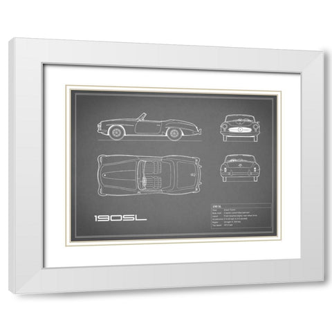 Mercedes 190-SL-Grey White Modern Wood Framed Art Print with Double Matting by Rogan, Mark