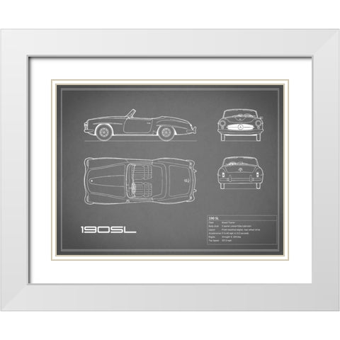 Mercedes 190-SL-Grey White Modern Wood Framed Art Print with Double Matting by Rogan, Mark