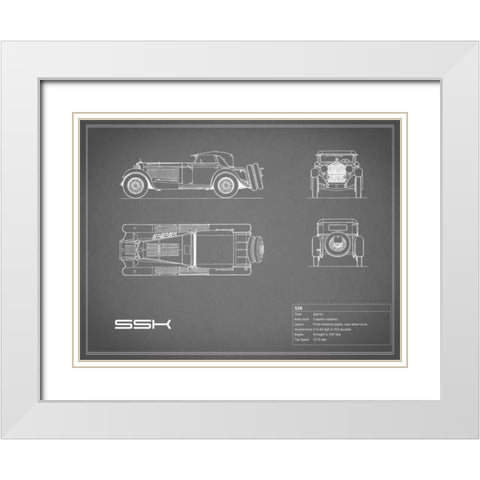 Mercedes SSK-Grey White Modern Wood Framed Art Print with Double Matting by Rogan, Mark