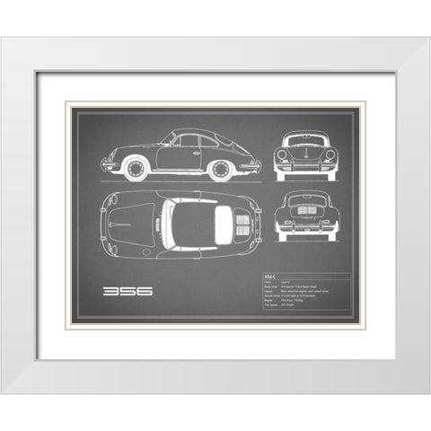 Porsche 356C-Grey White Modern Wood Framed Art Print with Double Matting by Rogan, Mark