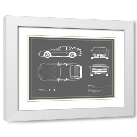 Porsche 944 Turbo-Grey White Modern Wood Framed Art Print with Double Matting by Rogan, Mark